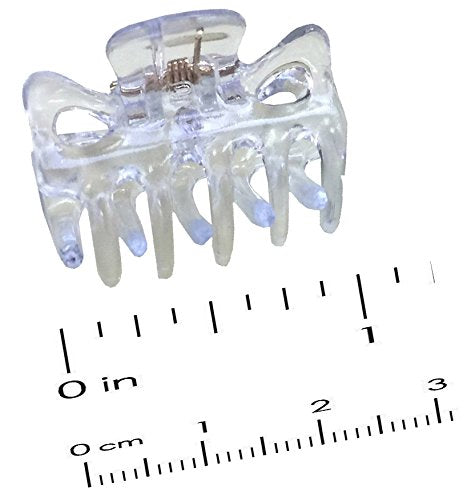 Parcelona French Petite Set of 4 Mini Claw Black N Clear Cellulose Jaw Hair Claw