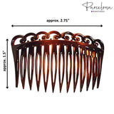 Parcelona French Swirl Savana Small Celluloid Set of 2 Side Hair Combs for Women