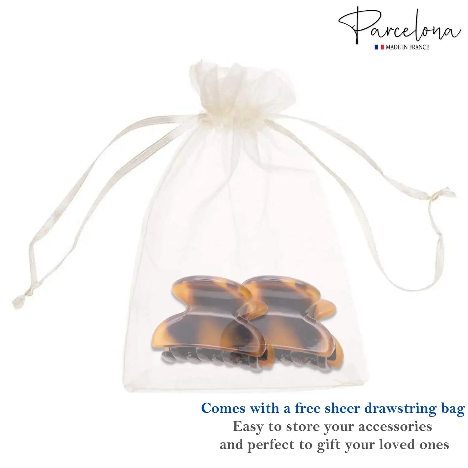 Parcelona French Glossy Oval Very Small 1.25" Cellulose Hair Claws Set of 2