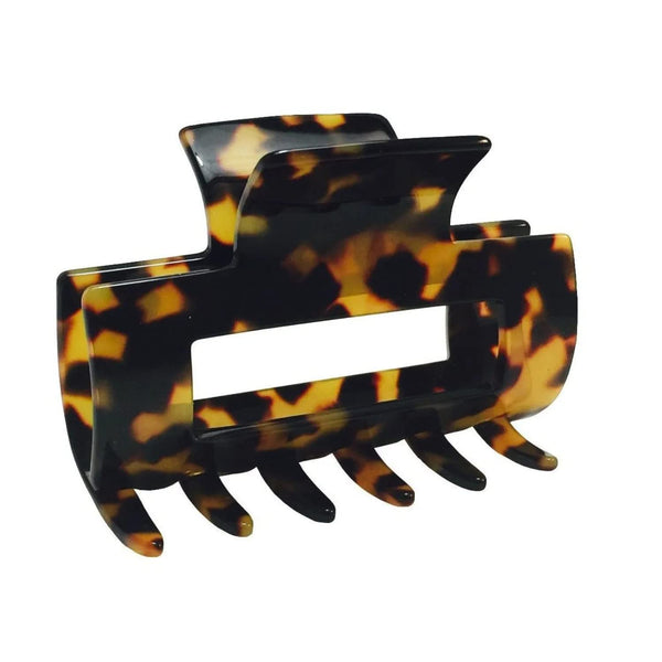 French Amie Geo Medium 3 1/4" Celluloid Handmade Jaw Hair Claw Clip for Women