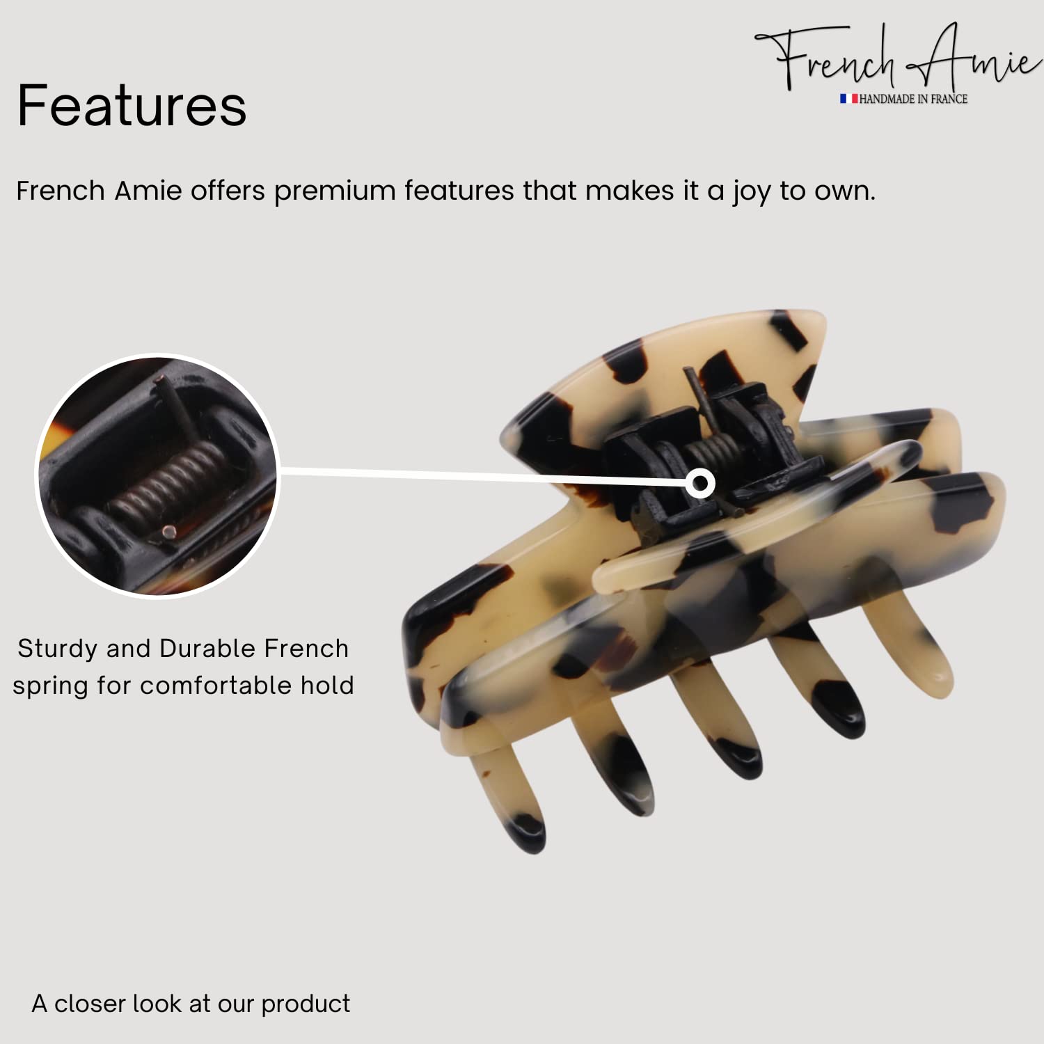 French Amie Chic Small Handmade Cellulose Acetate Jaw Hair Claw Clips