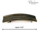 Parcelona Oblong Grey Beige 3.5 Inch Celluloid Automatic Hair Clip Hair Barrette