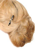 French Amie Mini White Tokyo 1 3/4” Handmade Celluloid Set of 2 Metal Free Hair