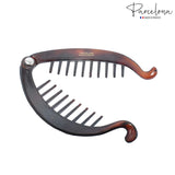 Parcelona French Mini Fish Brown & Black 3" Set of 4 Ponytail Banana Hair Clips