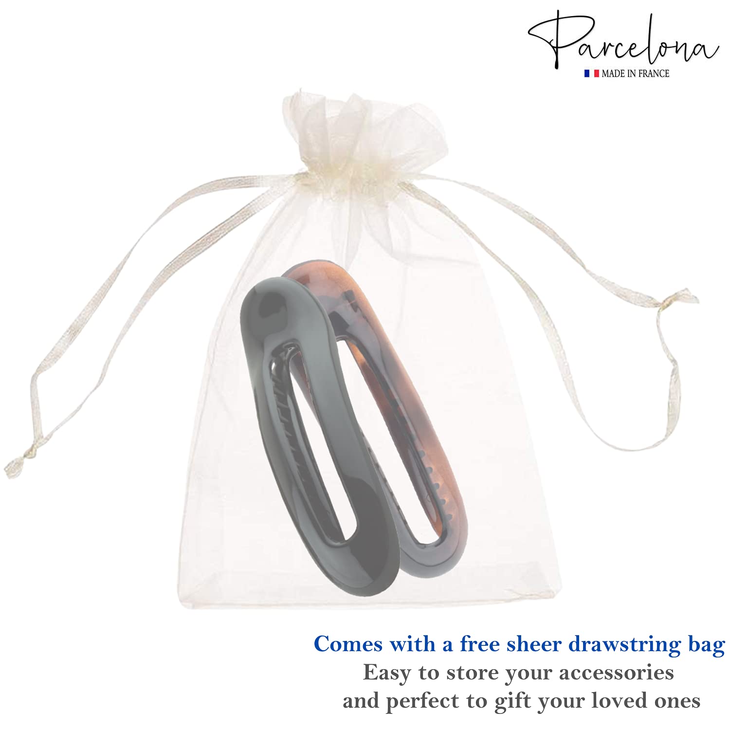 Parcelona French Oval Slider Large 4.75" Cellulose Side Hair Claw Clips(2 Pcs)