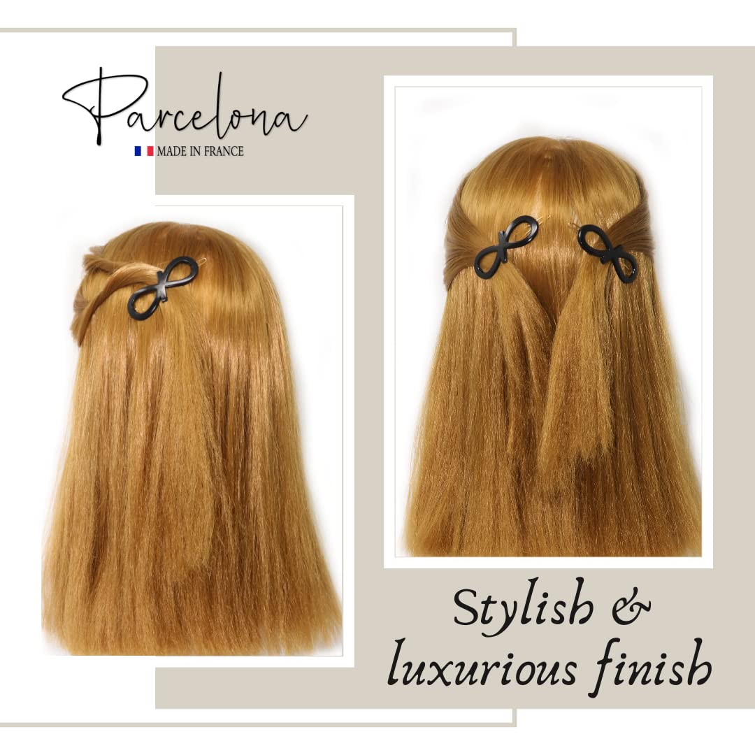 Parcelona French Ribbon Knot Infinity Small Cellulose Hair Barrettes for Women