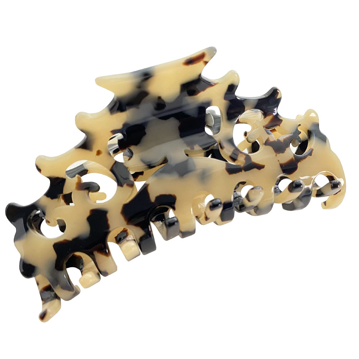 French Amie Beau Medium Handmade Celluloid Jaw Hair Claw for Women and Girls