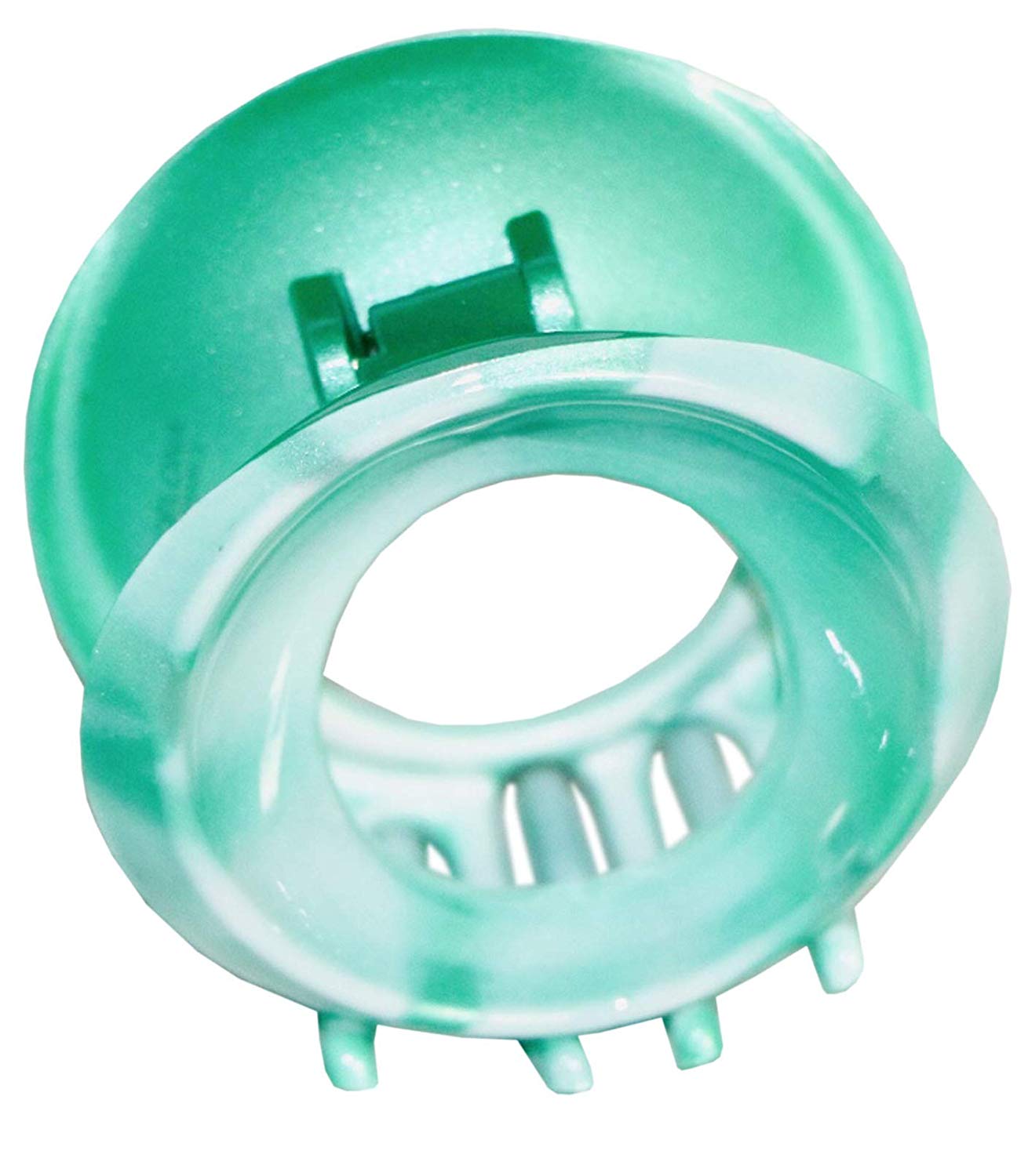 Parcelona French Round Mint Green N White Celluloid Large Pony Hair Claw