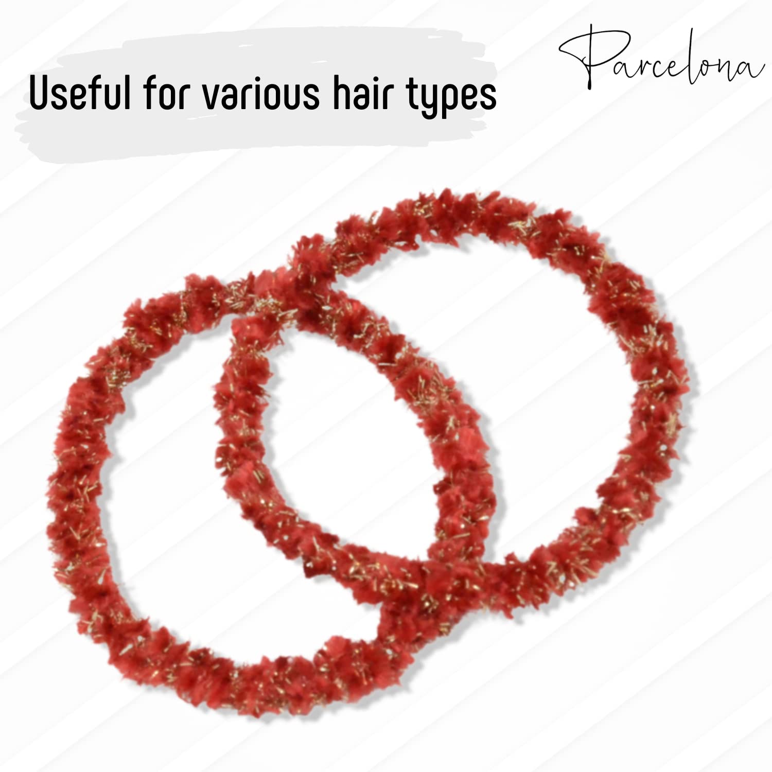 Parcelona Flexible Set of 4 Chenille Ponytail Holder Elastic Hair Ties