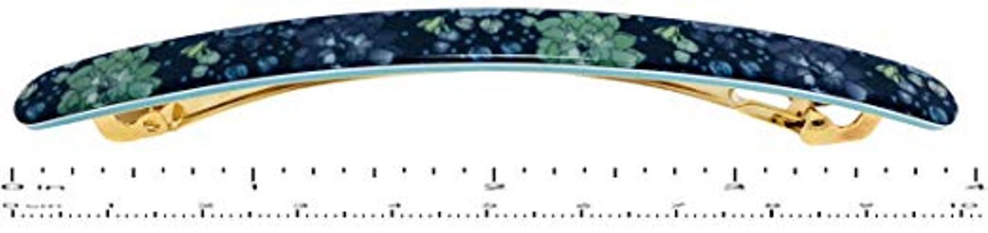 French Amie Skinny Lean Black Rounded Edges Handmade Hair Clip Barrette