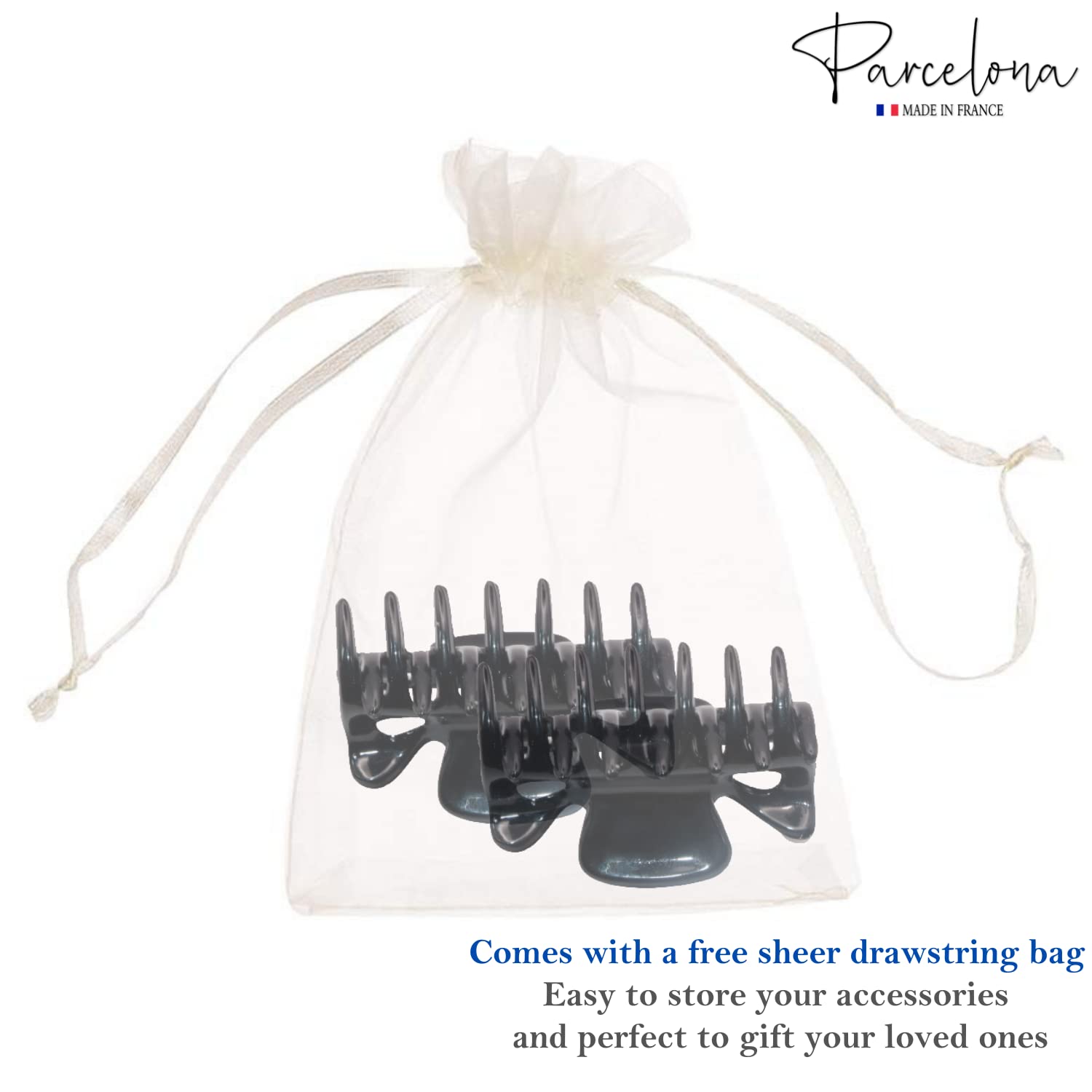 Parcelona French Classic Small 1 1/2" Cellulose Acetate Set of 2 Hair Claws