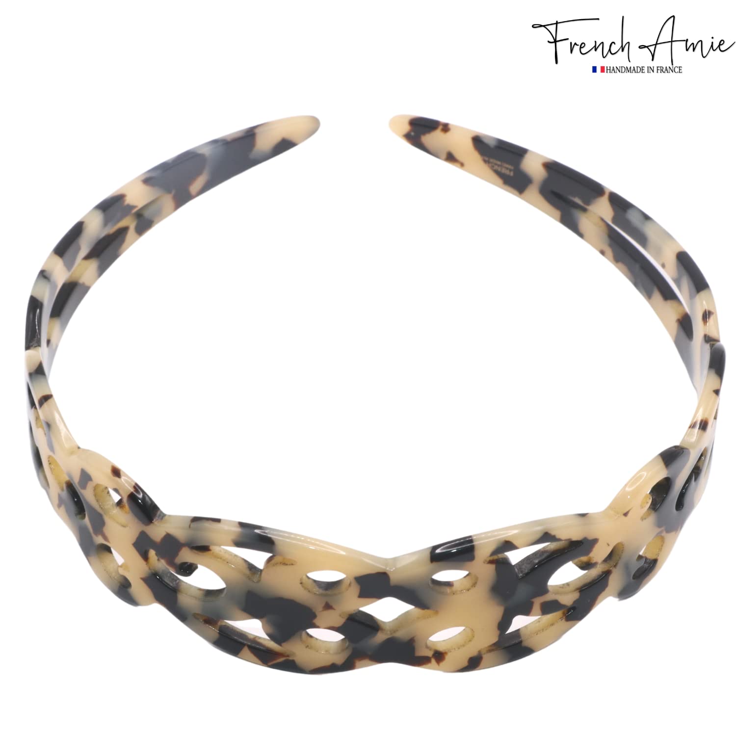 French Amie Filigree Wide 1" Celluloid Handmade Headband for Women