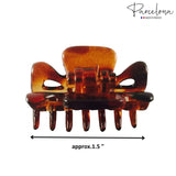 Parcelona French Classic 1.5" Small Celluloid Set of 3 Hair Claws for Women