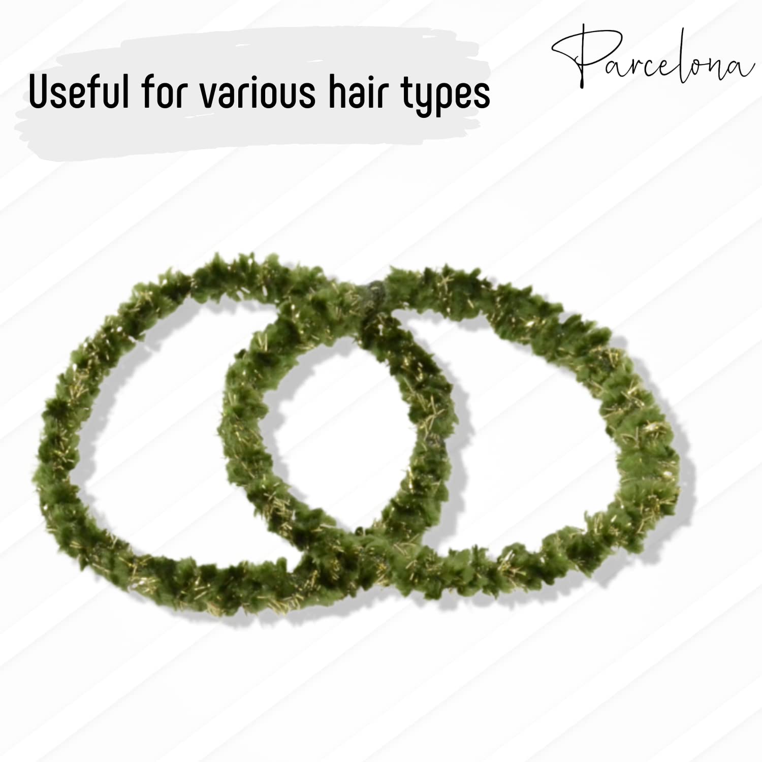 Parcelona Flexible Set of 4 Chenille Ponytail Holder Elastic Hair Ties