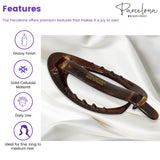 Parcelona French Plain Oval Small Celluloid Metal Free Hair Barrette for Women