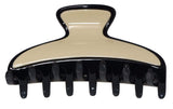 Parcelona French Solid Ivory with Black Rim Medium Covered Spring Hair Clip Claw