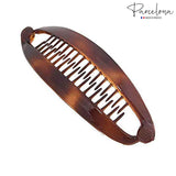 Parcelona French Curved Shell Medium Celluloid Ponytail Holder Banana Hair Clip