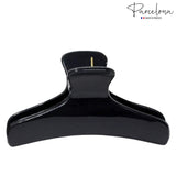 Parcelona French Flat Large 4 Inch Black Celluloid Salon Jaw Hair Claw Clip