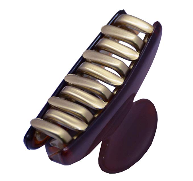 Parcelona French Metallic Matte Teeth Tortoise Shell Small Jaw Hair Claw Clip