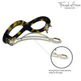 French Amie Infinity Loop 3” Celluloid Handmade Automatic Hair Barrette
