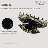 French Amie Smooth Onyx Silver Grey Medium Handmade Jaw Hair Claw Clip Clamp