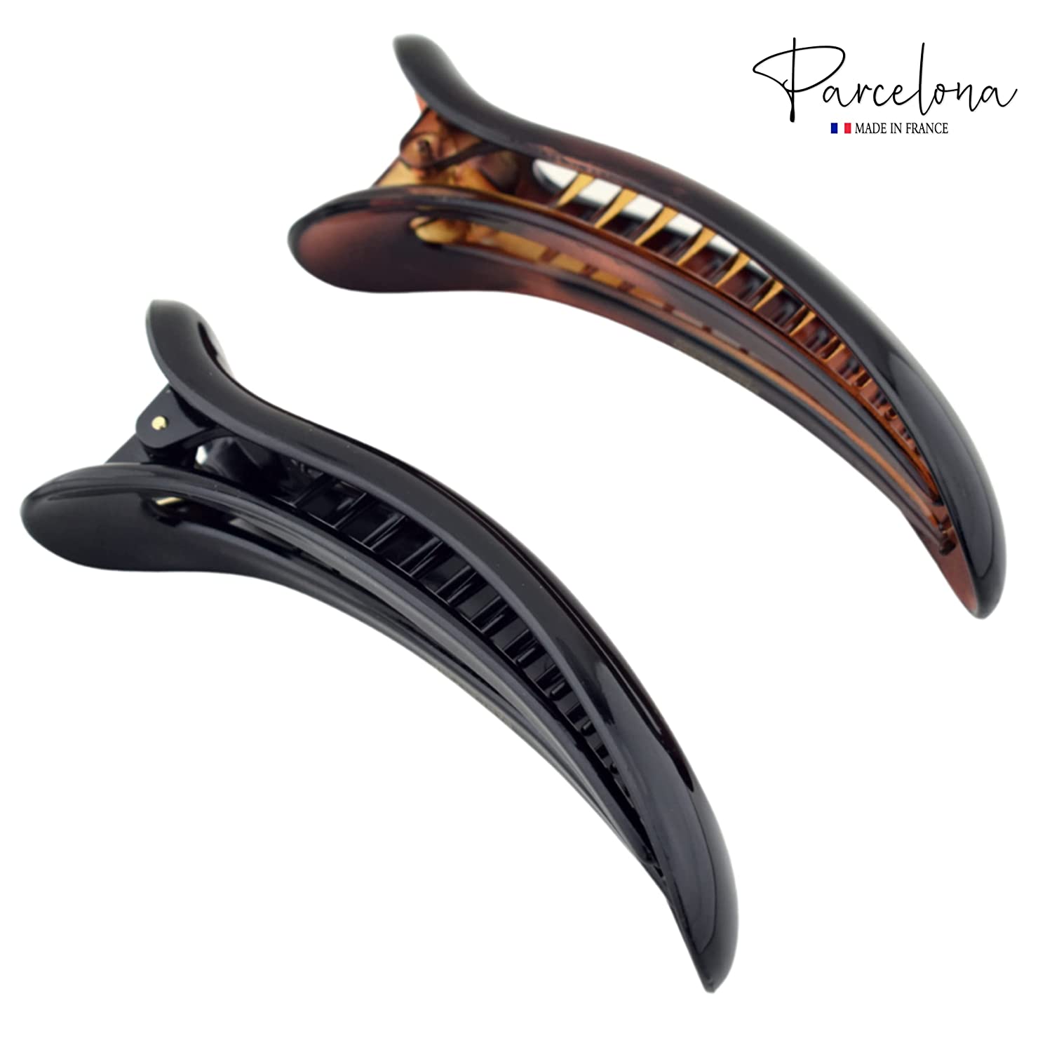 Parcelona French Oval Slider Large 4.75" Cellulose Side Hair Claw Clips(2 Pcs)