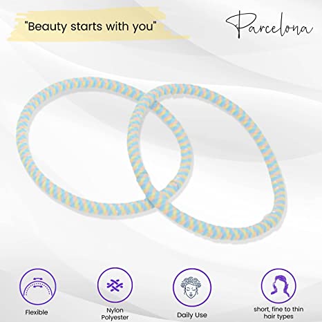 Parcelona Thin Stripes Set of 4 Ponytail Holder Elastic Hair Ties  for Women