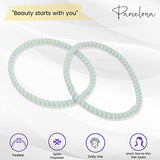 Parcelona Thin Stripes Set of 4 Ponytail Holder Elastic Hair Ties  for Women