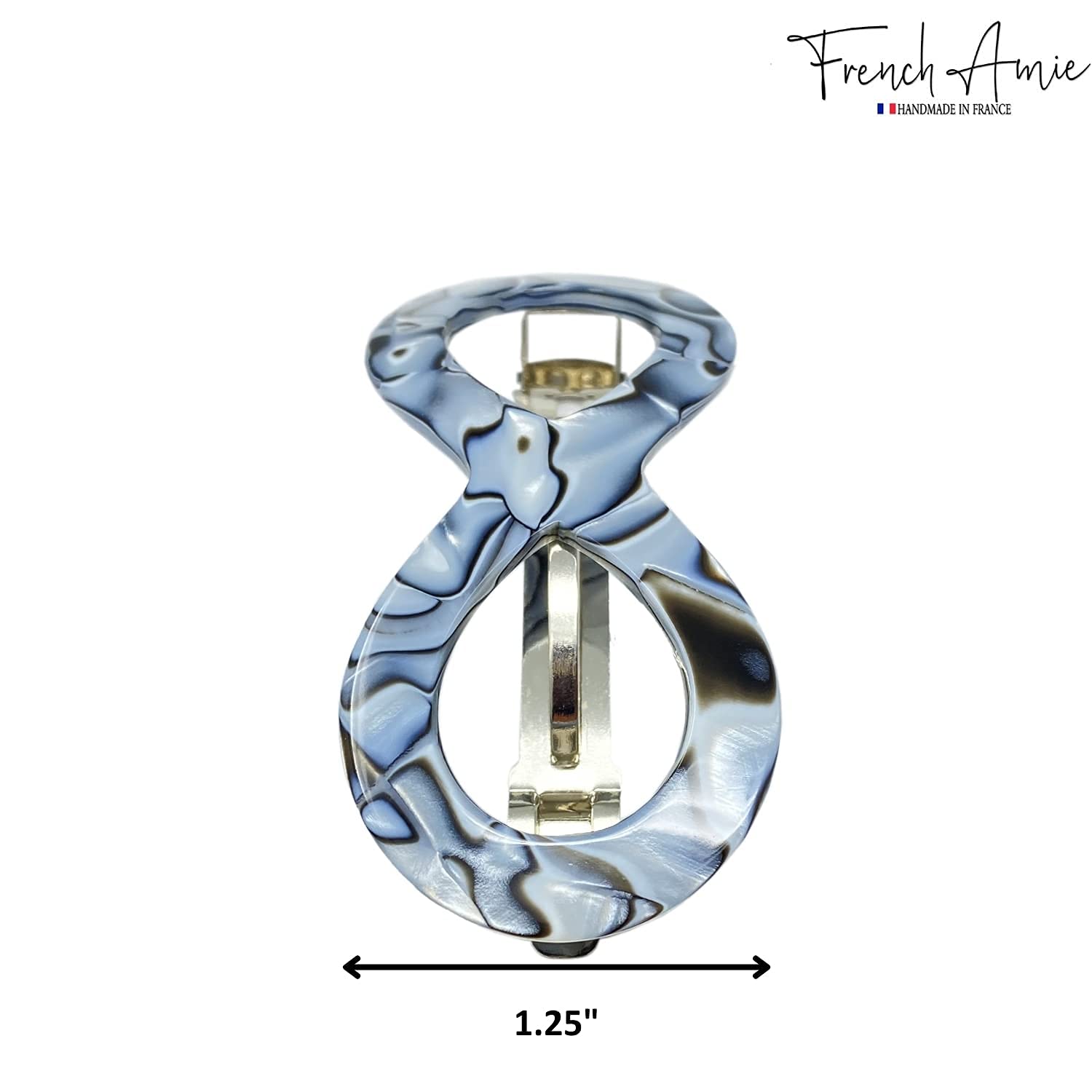 French Amie Infinity Loop 3” Cellulose Handmade Automatic Hair Barrette
