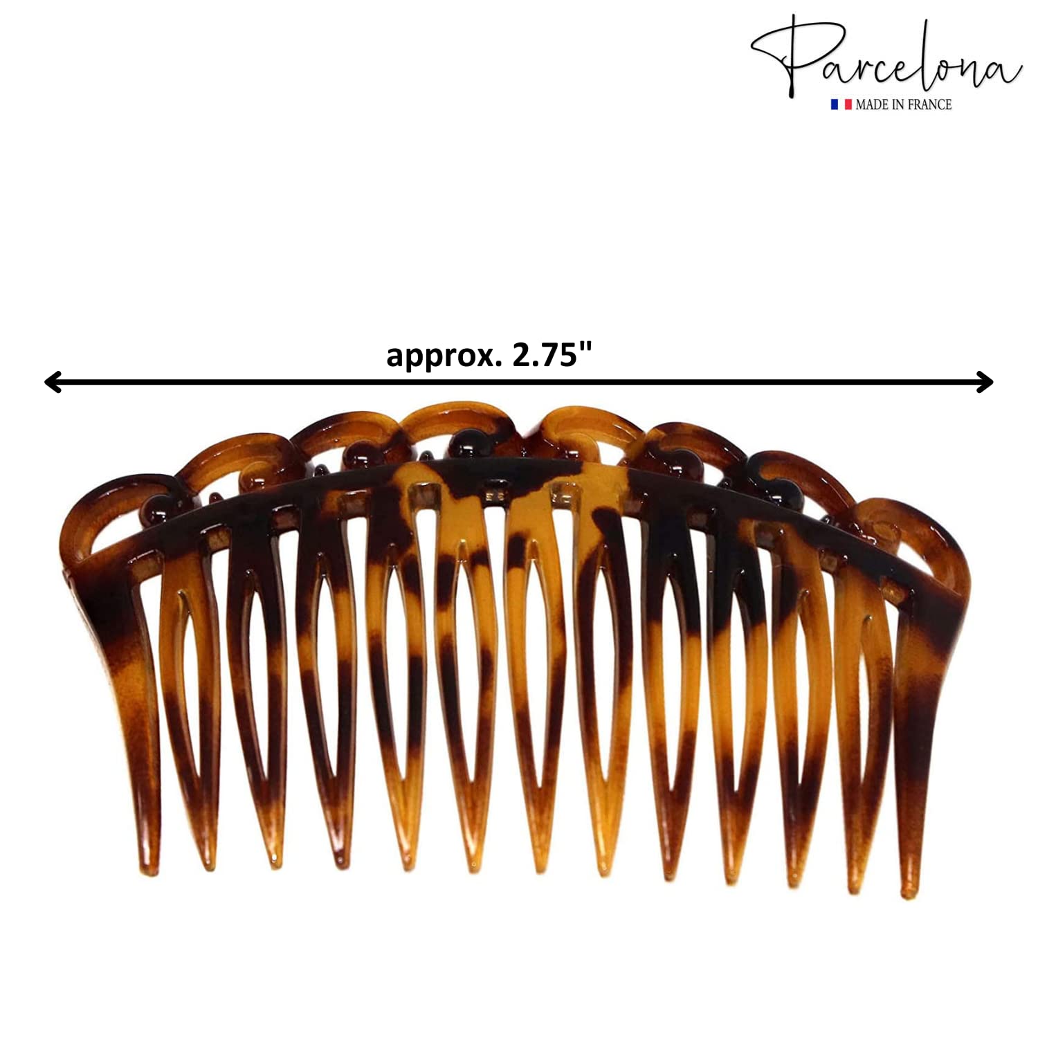 Parcelona French Swirl Savana Small Cellulose Set of 2 Side Hair Combs for Women