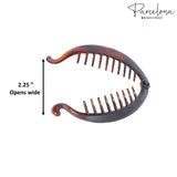 Parcelona French Mini Fish Brown & Black 3" Set of 4 Ponytail Banana Hair Clips
