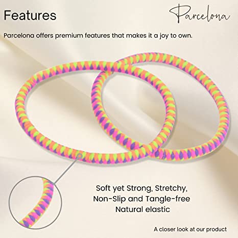 Parcelona Thin Stripes Set of 4 Ponytail Holder Elastic Hair Ties  for Women