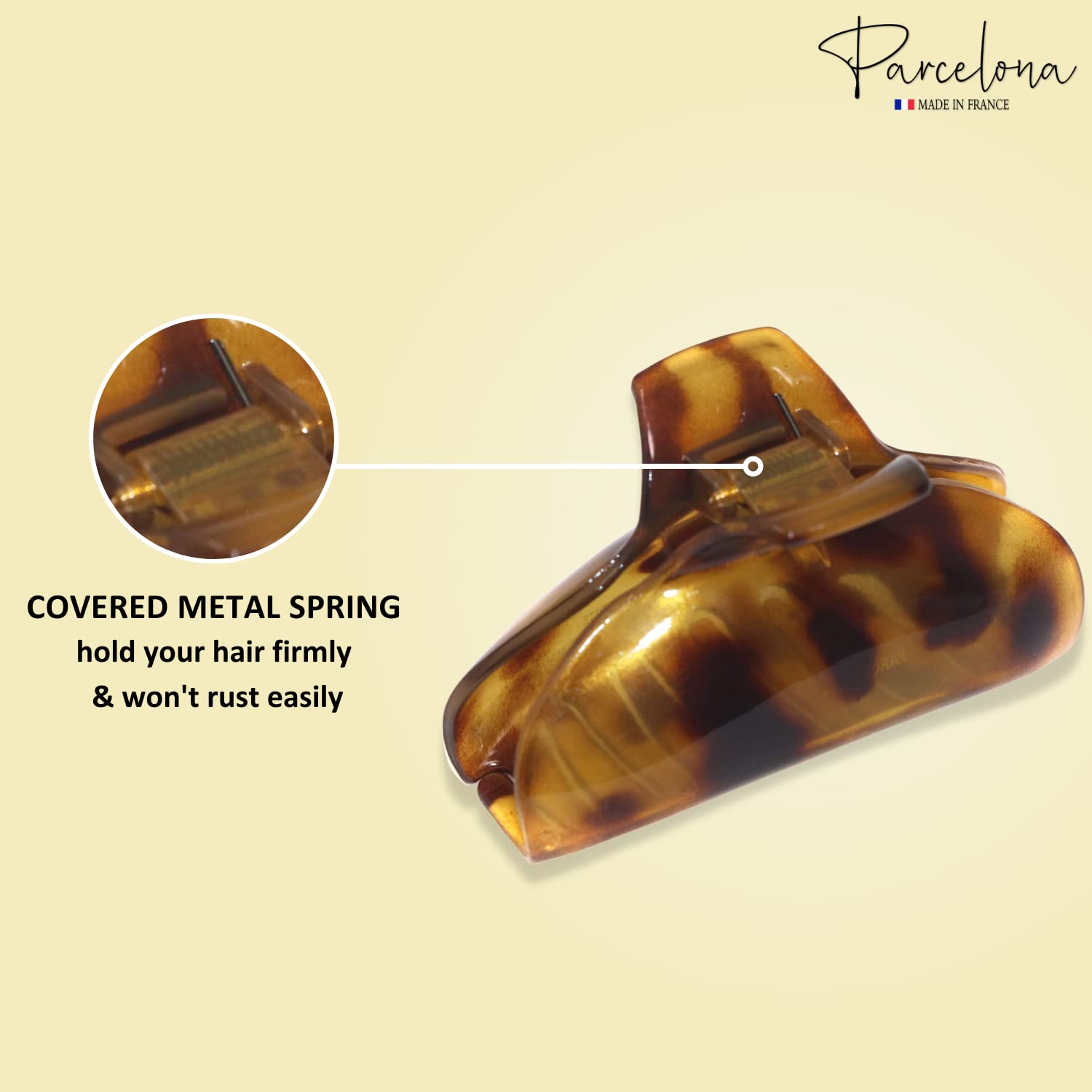 Parcelona French Elegant Medium 2 3/4" Cellulose Jaw Hair Claw Clip for Women