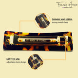 French Amie Medium Fine Wide Rectangular Handmade Automatic Hair Barrette Clip