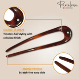 Parcelona French Twist Bun Shell Celluloid Crystal Hair U Stick Pin