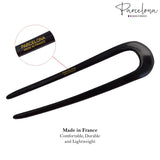 Parcelona French U Shaped Prong Black Large Set of 2 No Metal Chignon Hair Pin