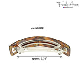 French Amie Curved Amber Brown Large Handmade Celluloid Hair Clip Barrette