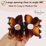 Parcelona French Big Flower 2 3/4" Celluloid Covered Spring Hair Claw for Women