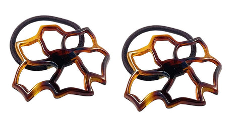 Parcelona French Floral Cut Out Tortoise Shell Brown Small 2 ½” Celluloid Flexib