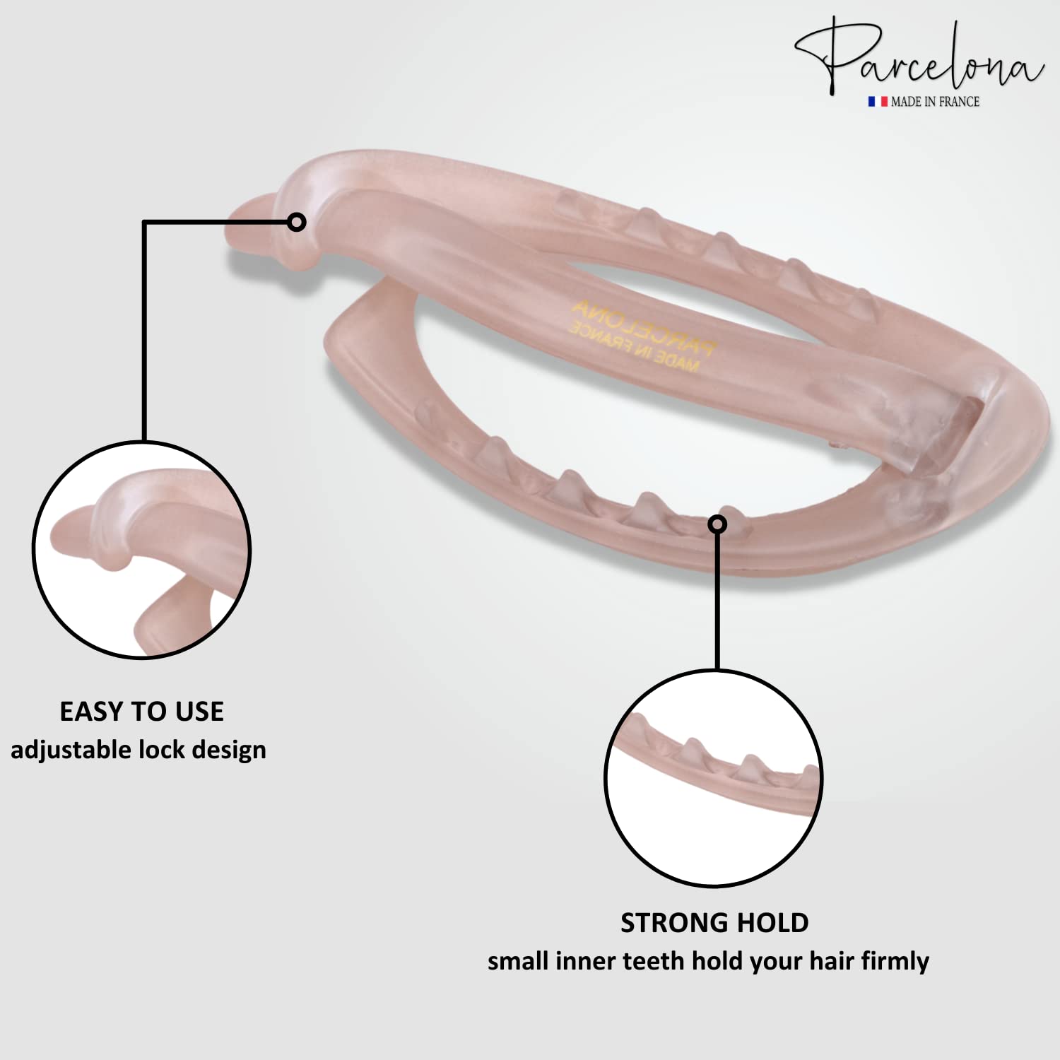 Parcelona French Plain Oval Small Cellulose Metal Free Hair Barrette for Women