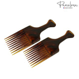 Parcelona French Afro Lift Shell Extra Large Celluloid Hairdressing Combs(2 Pcs)