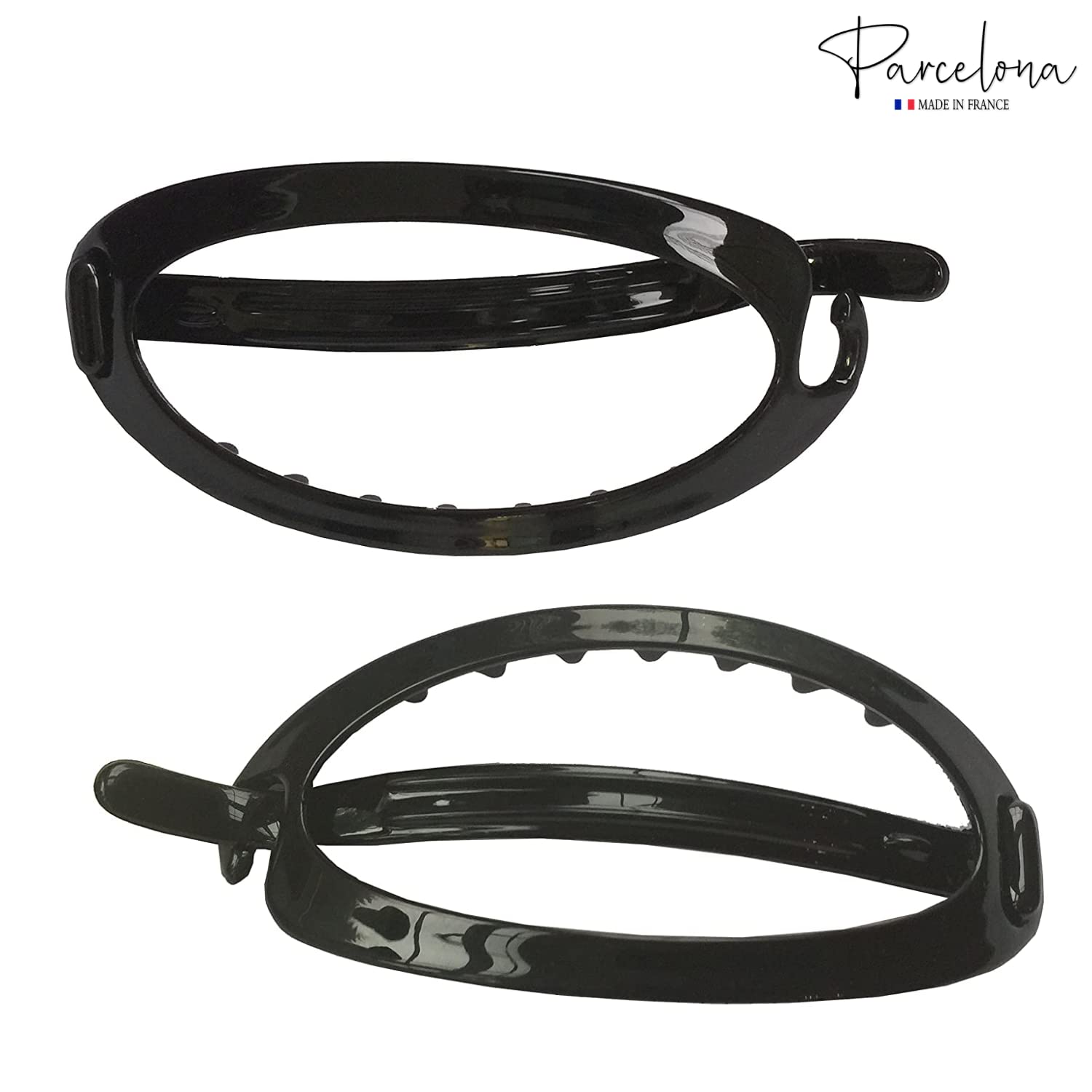 Parcelona French Plain Oval Simple Large Metal Free Hair Barrette for Women