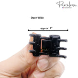Parcelona French Glossy Square Very Small Celluloid Hair Claws for Women 2Pcs