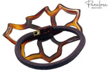 Parcelona French Floral Cut Out Tortoise Shell Brown Small 2 ½” Celluloid Flexib