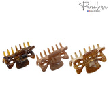 Parcelona French Classic 1.5" Small Celluloid Set of 3 Hair Claws for Women