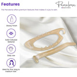 Parcelona French Plain Oval Small Celluloid Metal Free Hair Barrette for Women