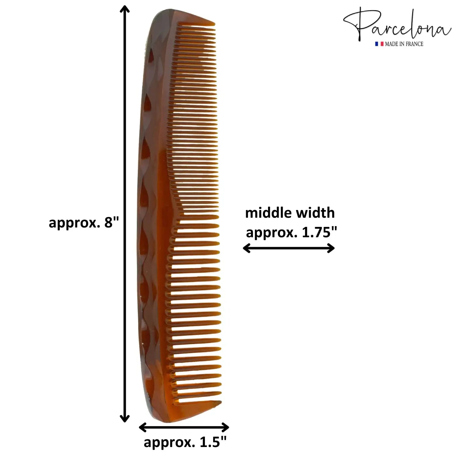 Parcelona French Sleek Wide Long 8" Tortoise Shell Cellulose Hair Comb for Women
