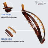 Parcelona French Plain Oval Simple Large Metal Free Hair Barrette for Women