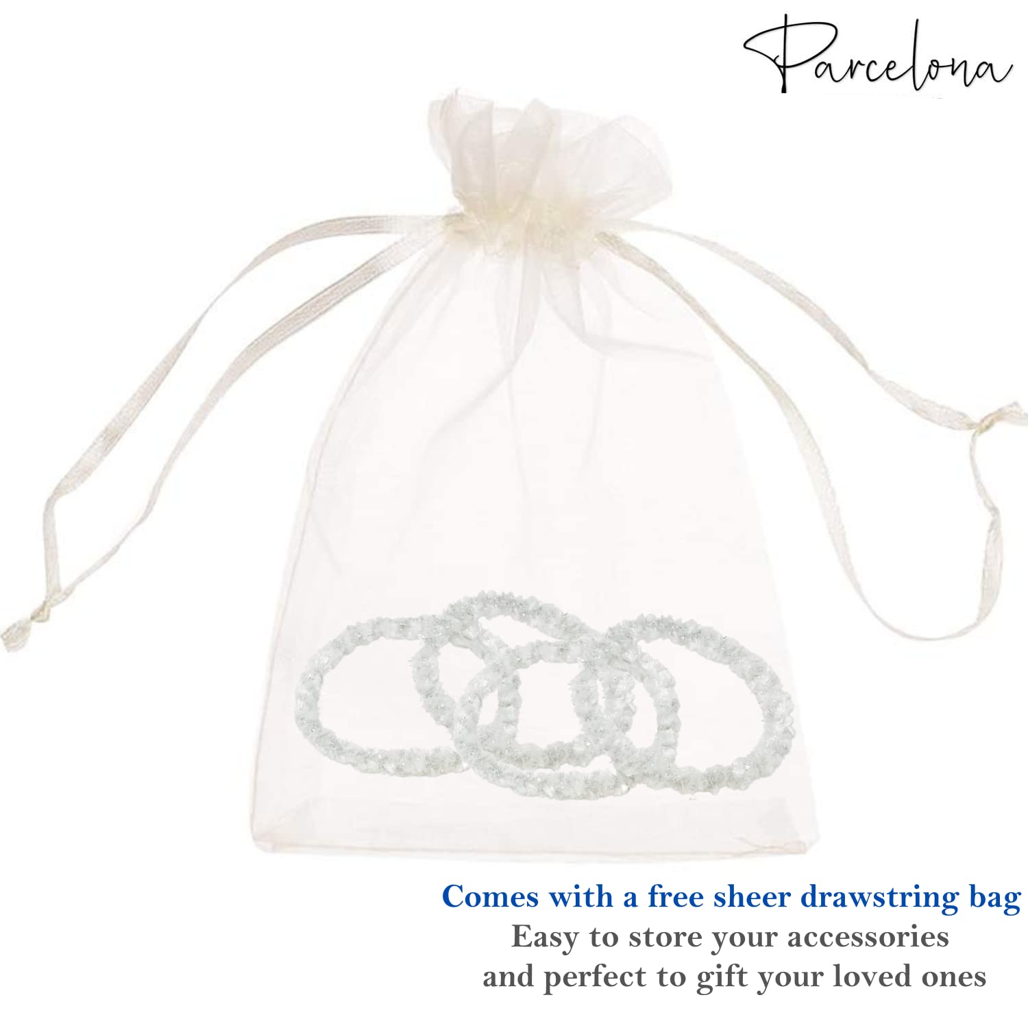 Parcelona Flexible Set of 4 Chenille Ponytail Holder Elastic Hair Ties