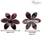 Parcelona French Daisy Tortoise Shell Brown Celluloid Hair Clip Barrette